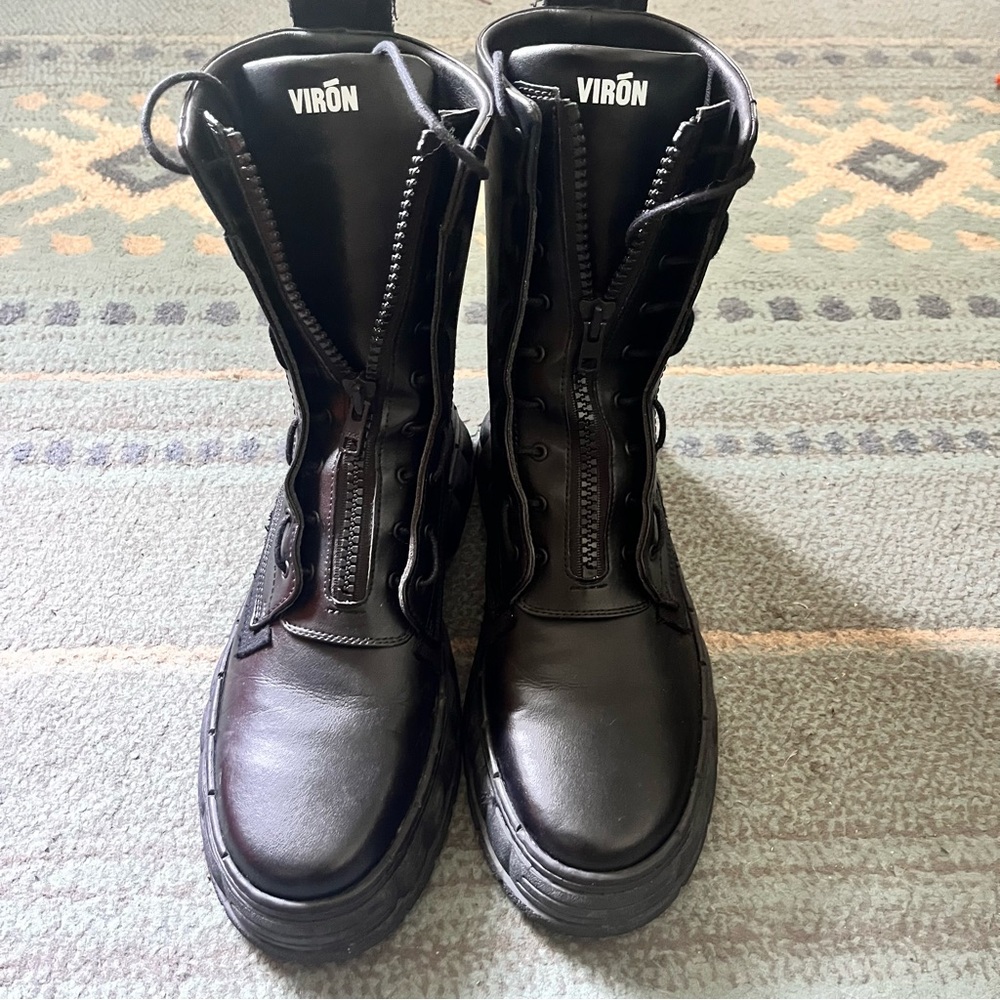 Viron Black Vegan Leather Combat Boots